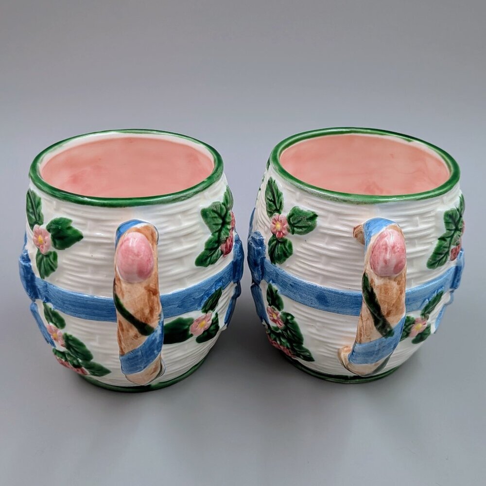 Vintage 1985 Haldon Group Strawberry & Blue Ribbons: 3-Piece Cottagecore Tea Set - Picture 9 of 12